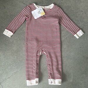 Burt’s Bees Baby red white stripe candy cane pajamas 12 months new with tags
